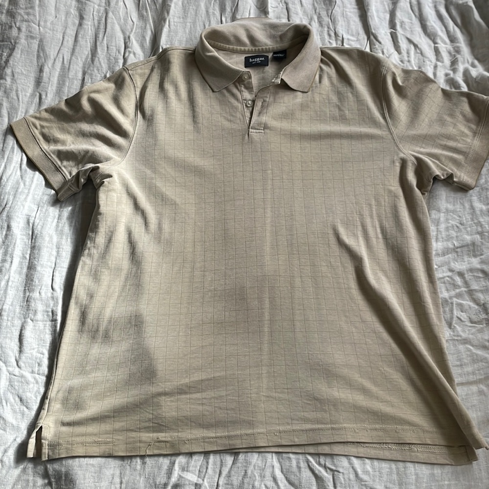 Haggar Large light tan polo shirt.